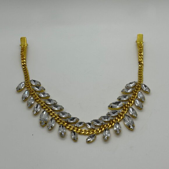 Vintage Sweater Clip Curb Chain Prong Set Acrylic Rhinestones 1950s-1960s - Picture 2 of 13